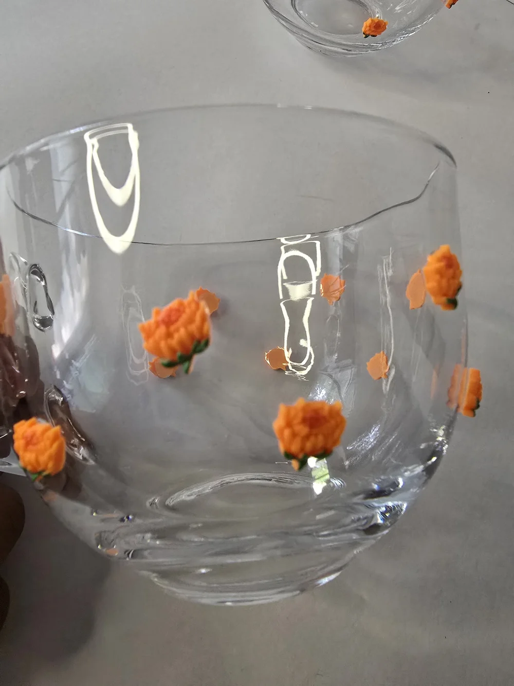 Medici Glass Mums Icon Mug Set - Orange Floral Dots